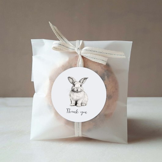 かわいいバニーミニマリストありがとうステッカー ラウンドシール