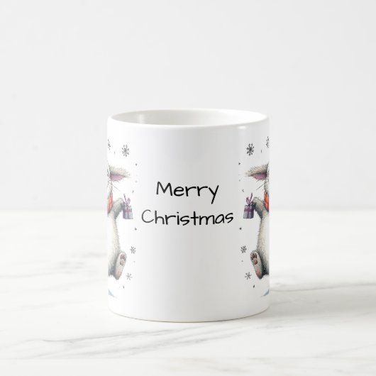 かわいいバニーメリークリスマス コーヒーマグカップ (中央)