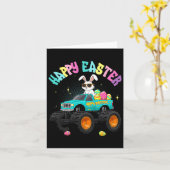かわいいバニーモンスタートラックハッピーイースター子供へボーイ カード (黄色い花)