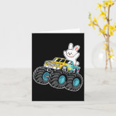かわいいバニーライディングモンスタートラックイースターデイキッズギ カード (黄色い花)