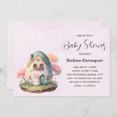 かわいいバニーラビットかわいいスタイルベビーシャワー 招待状 (正面/裏面)