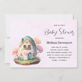 かわいいバニーラビットかわいいスタイルベビーシャワー 招待状