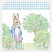 かわいいバニーラビットアニマルテーマ水彩色 スクエアシール (正面)