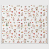 かわいいバニーラビットウィンターワンダーランドパーソナライズされた ラッピングペーパー (フラット)