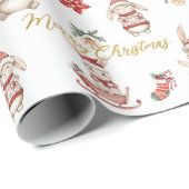 かわいいバニーラビットウィンターワンダーランドパーソナライズされた ラッピングペーパー (ロールコーナー)