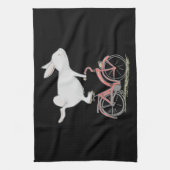 かわいいバニーラビットオンバイクサイクリング自転車 キッチンタオル (縦)