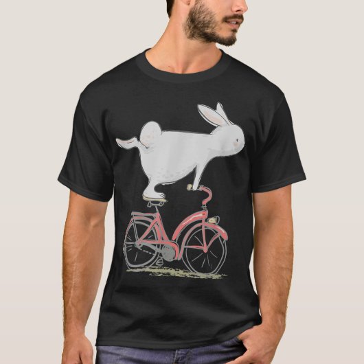 かわいいバニーラビットオンバイクサイクリング自転車&ギフト Tシャツ (正面)