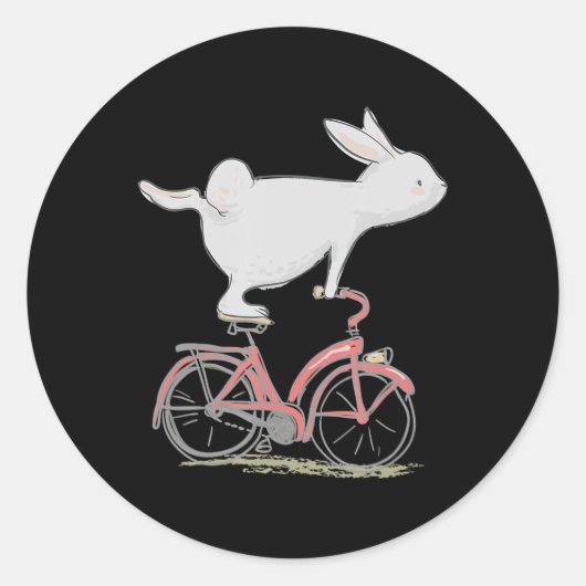 かわいいバニーラビットオンバイクサイクリング自転車 ラウンドシール (正面)