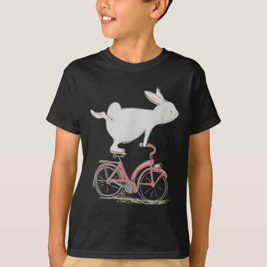 かわいいバニーラビットオンバイクサイクリング自転車 Tシャツ (正面)
