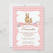かわいいバニーラビットガールベビーシャワー招待状 招待状 (正面)