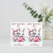 かわいいバニーラビットキッズバレンタイン教室カード ポストカード (スタンド正面)