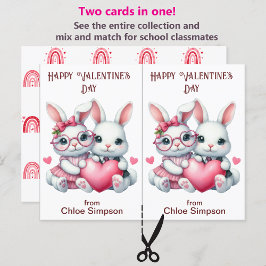かわいいバニーラビットキッズバレンタイン教室カード ポストカード