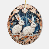 かわいいバニーラビットクリスマスパーソナライズされた セラミックオーナメント (左)