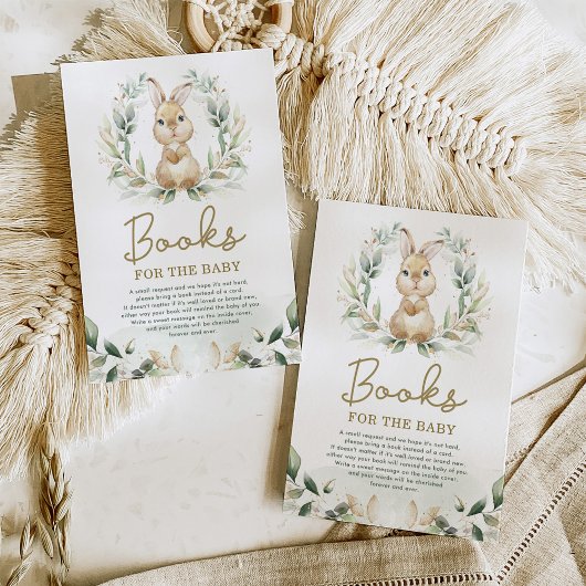かわいいバニーラビットグリーンリースブックスベビー エンクロージャーカード