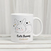 かわいいバニーラビットハートパーソナライズされた名 コーヒーマグカップ