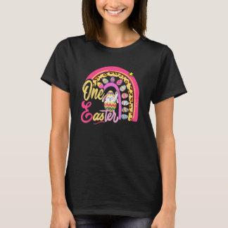 かわいいバニーラビットヒョウ虹ガールハッピーイースト Tシャツ