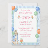 かわいいバニーラビットピンク1st誕生日パーティー 招待状 (裏面)