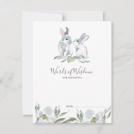 かわいいバニーラビットベイビーシャワーアドバイスカード (正面)