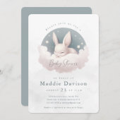 かわいいバニーラビットベイビーシャワー招待状 招待状 (正面/裏面)