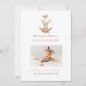 かわいいバニーラビットベビー写真誕生のお知らせ 案内状 (正面)