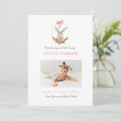 かわいいバニーラビットベビー写真誕生のお知らせ 案内状 (スタンド正面)