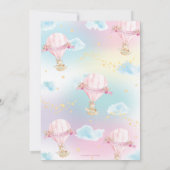 かわいいバニーラビットホットエアバルーン1st誕生日 招待状 (裏面)