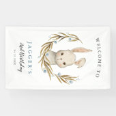 かわいいバニーラビットボーイバースデーパーティーへようこそ 横断幕 (横)