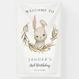 かわいいバニーラビットボーイバースデーパーティーへようこそ 横断幕
