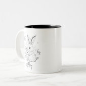 かわいいバニーラビットママとベビー ツートーンマグカップ (正面左)