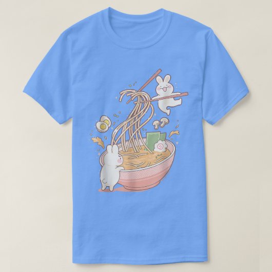 かわいいバニーラビットラーメン麺スープアニメかわいいA Tシャツ (デザイン正面)