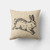 かわいいバニーラビットヴィンテージイラストレーションスクリプトアート クッション (裏面)