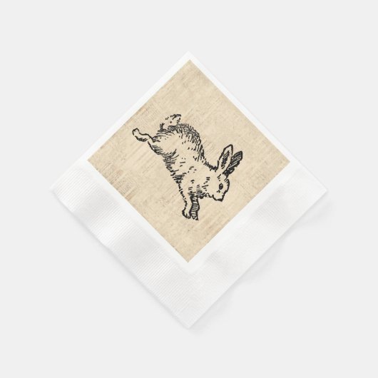 かわいいバニーラビットヴィンテージイラストレーションスクリプトアート 縁ありカクテルナプキン (角)