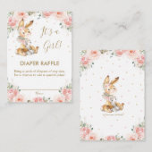 かわいいバニーラビット赤面フローラおむつラッフル エンクロージャーカード (正面/裏面)