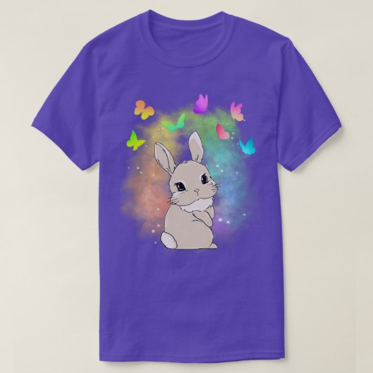 かわいいバニーラビット魔法ダストカラーとバターフリー Tシャツ (デザイン正面)