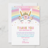 かわいいバニーラビット1stバースデーガールサンキューカード 招待状 (正面)