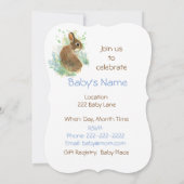 かわいいバニーラビット、ガーデン動物の赤ちゃんシャワー 招待状 (裏面)