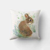 かわいいバニーラビット、水彩自然、野生生物 クッション (裏面)