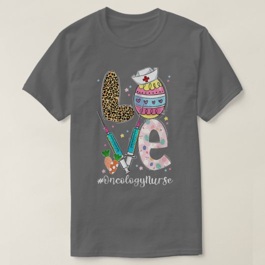 かわいいバニーラブオンコロジーナースヒョウ復活卵 Tシャツ (デザイン正面)