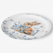 かわいいバニーワイルドフラワーベビーシャワーボーイ ペーパープレート (アングル)