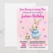 かわいいバニー任意の年齢の誕生日パーティー 招待状 (正面/裏面)