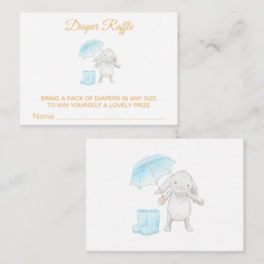 *~*かわいいバニー傘ブルーおむつラッフル エンクロージャーカード (正面/裏面)