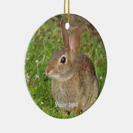 かわいいバニー写真をパーソナライズ セラミックオーナメント (右)