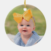 かわいいバニー写真ベビーの最初のクリスマス セラミックオーナメント (裏面)