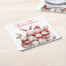 かわいいバニー冬の水の色メリークリスマス