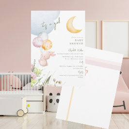 かわいいバニー女の子ベビーシャワーIII招待状 招待状