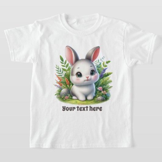 かわいいバニー好きのカスタマイズ可能な女の子 Tシャツ (レイダウン)