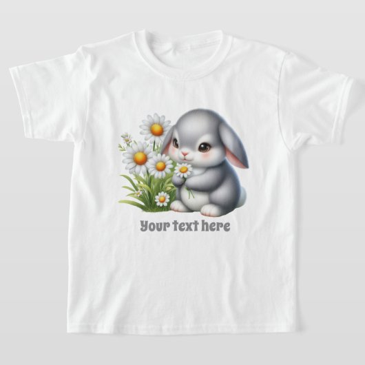 かわいいバニー好きのカスタマイズ可能な女の子 Tシャツ (レイダウン)