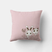 かわいいバニー子猫の動物の友人ピンクの女の子の子 クッション (裏面)