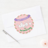 かわいいバニー家族のイースターシパーソナライズされたステッカー ラウンドシール (封筒)