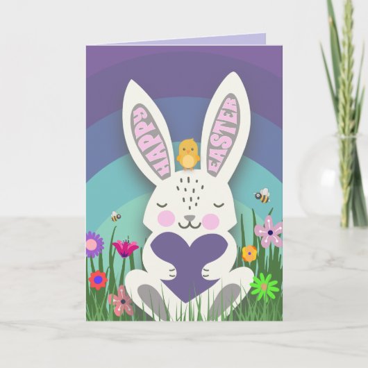 かわいいバニー復活祭グリーティングイースターカード シーズンカード (正面)